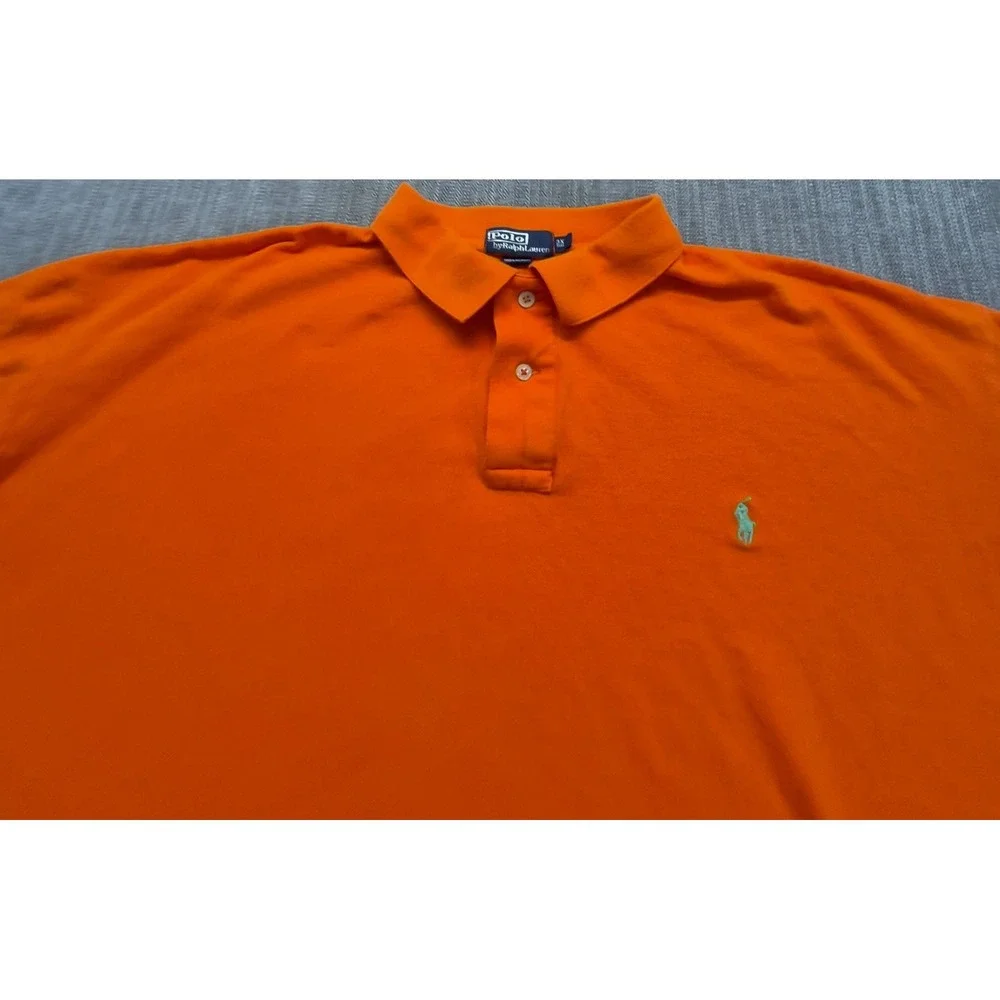 Polo Ralph Lauren mens orange polo shirt Big 3X pullover green pony logo Cotton